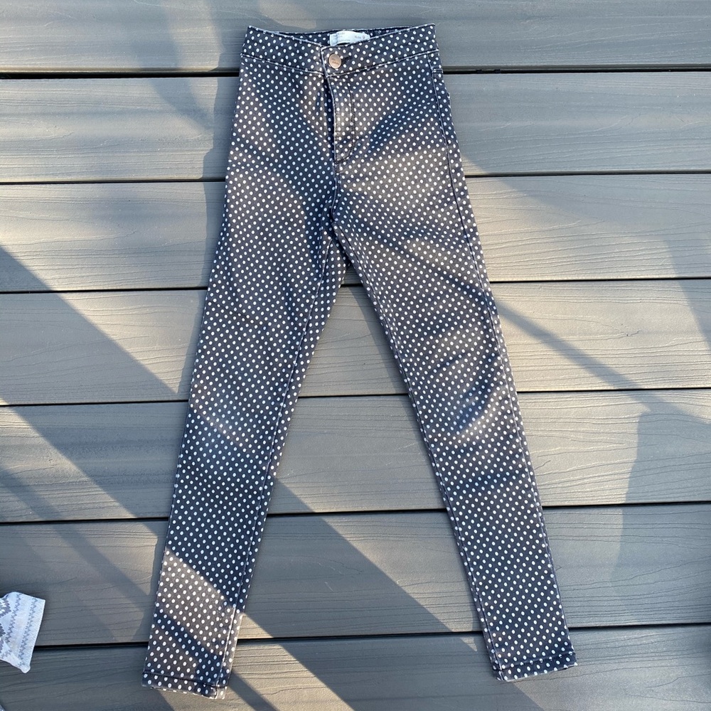 Zara black and white polka dot skinny jean